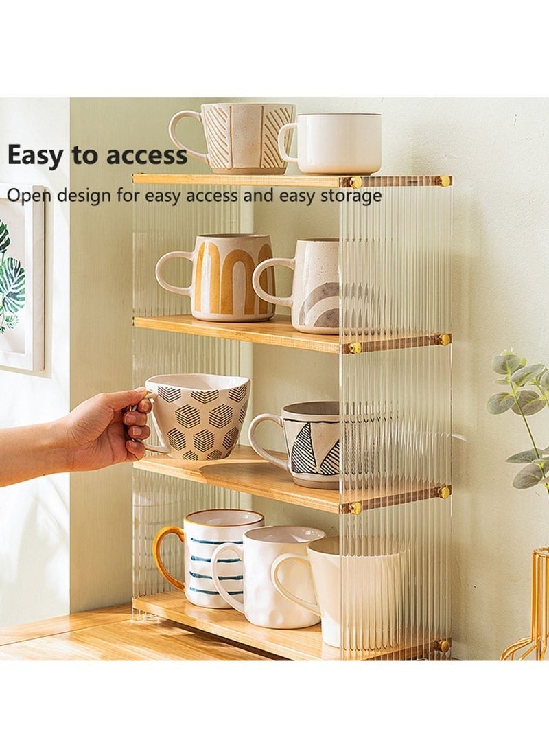 Arabest 4 Layer Storage Racks，Countertop Dish Rack Cups and Water Cup Storage Holder,Multi-Layer Shelf Rack Countertop Makeup Organizer Perfume Organizer Storage Shelves Tea Sets, Glass Cups, Coffee Cups, Mugs Sorting (34 * 48 * 15) - Image 4